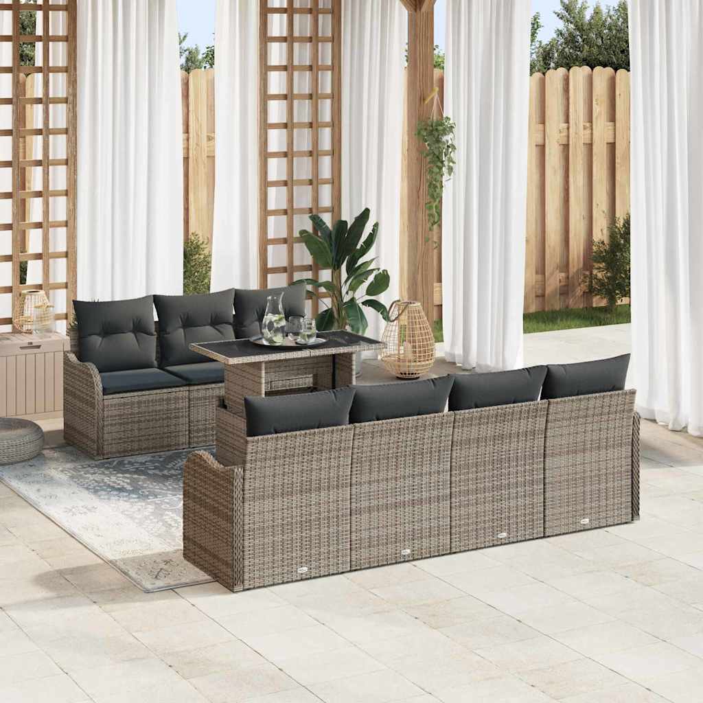 Garten-Sofa-Set 8 pcs Grau 100 x 55 x 73 cm Poly Rattan